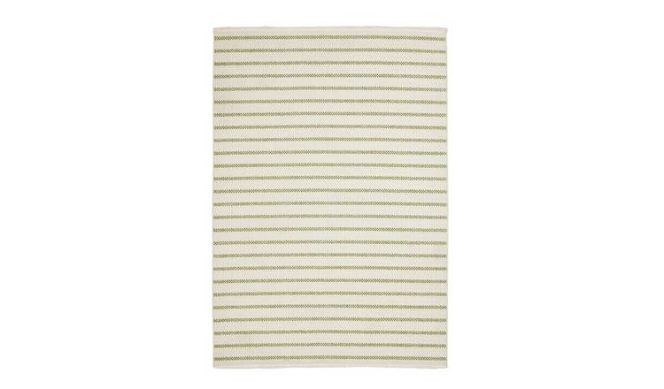Habitat Stripe Green Flatweave Rug - 120x170cm