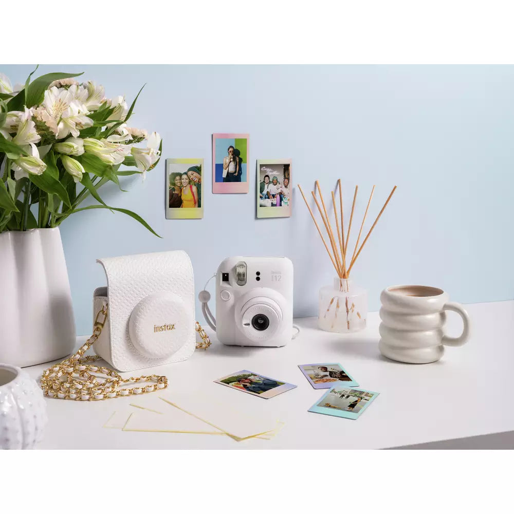 instax Mini 12 Instant Camera Bundle - Clay White