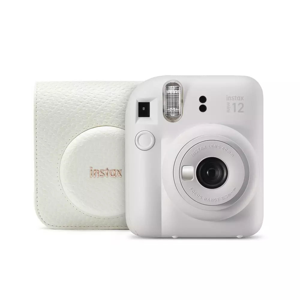 instax Mini 12 Instant Camera Bundle - Clay White