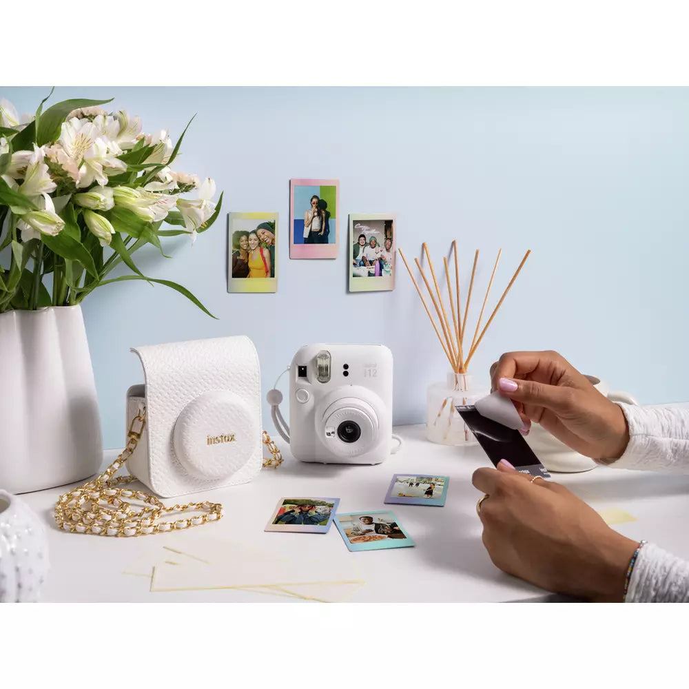 instax Mini 12 Instant Camera Bundle - Clay White