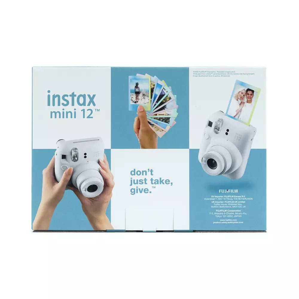 instax Mini 12 Instant Camera Bundle - Clay White