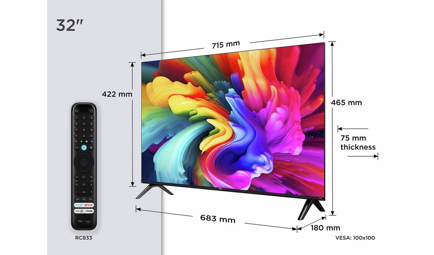 TCL 32 Inch 32SF560-UK Smart FHD HDR QLED Freely TV