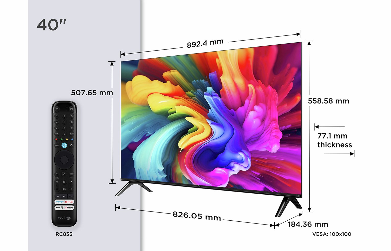 TCL 40 Inch 40SF560-UK Smart FHD HDR QLED Freely TV
