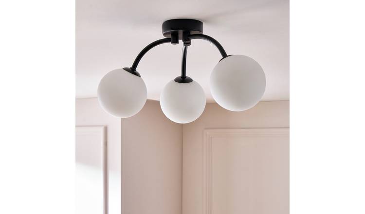 Argos Home Opal Ball 3 Light Flush to Ceiling Light - Black