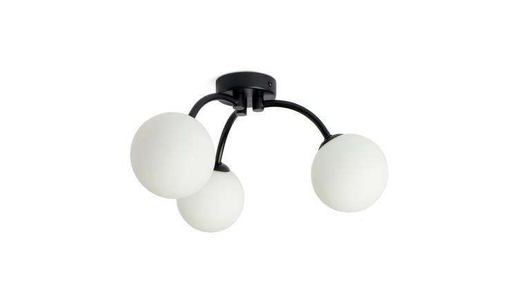 Argos Home Opal Ball 3 Light Flush to Ceiling Light - Black