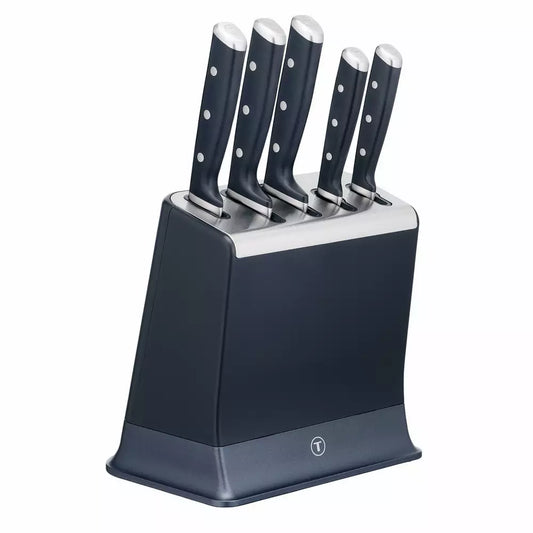 Tefal EverSharp Pro 5 Piece Auto-Sharpening Knife Block-Blue
