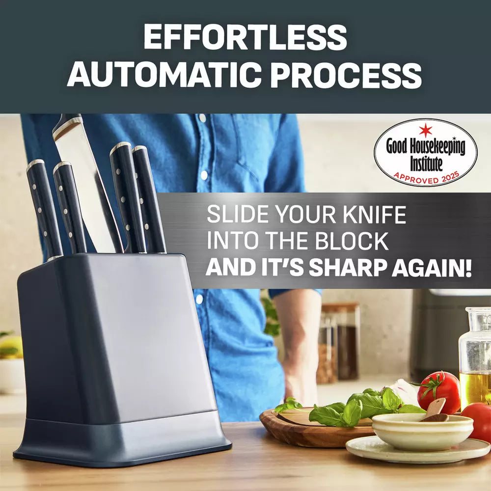 Tefal EverSharp Pro 5 Piece Auto-Sharpening Knife Block-Blue