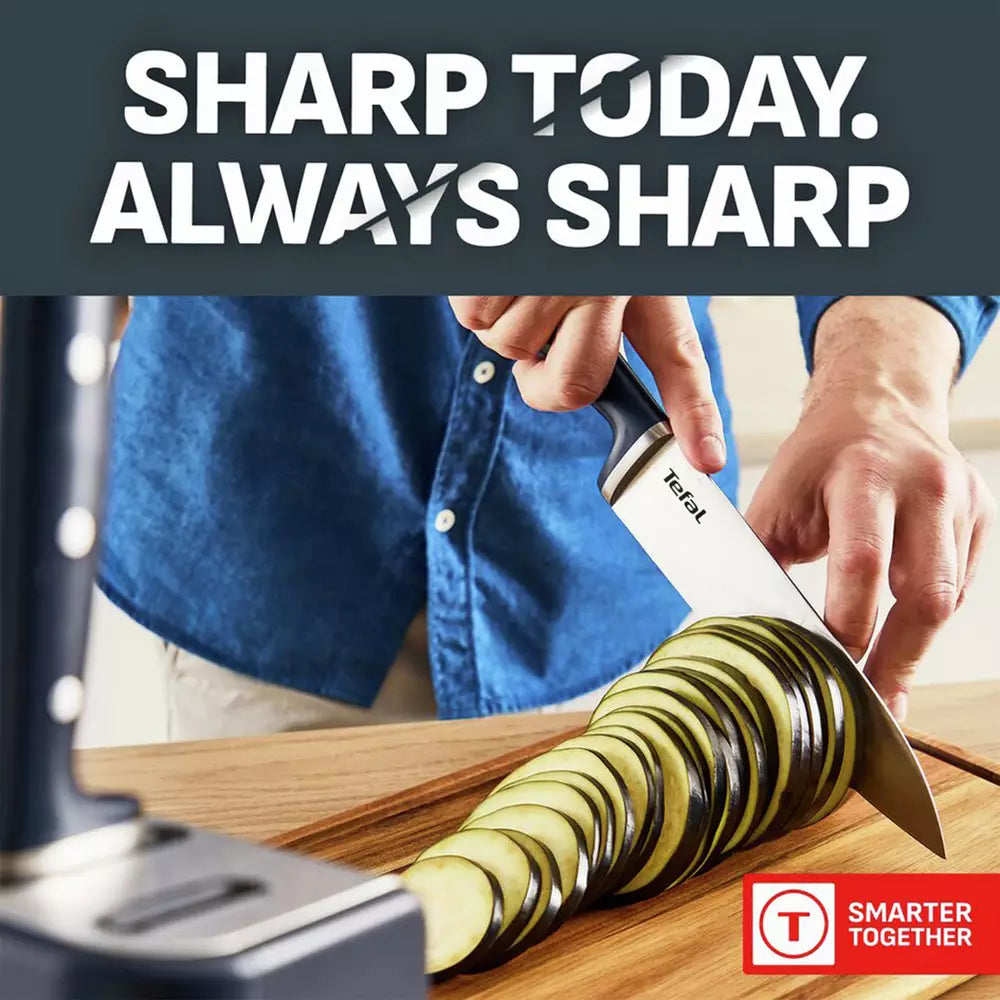 Tefal EverSharp Pro 5 Piece Auto-Sharpening Knife Block-Blue