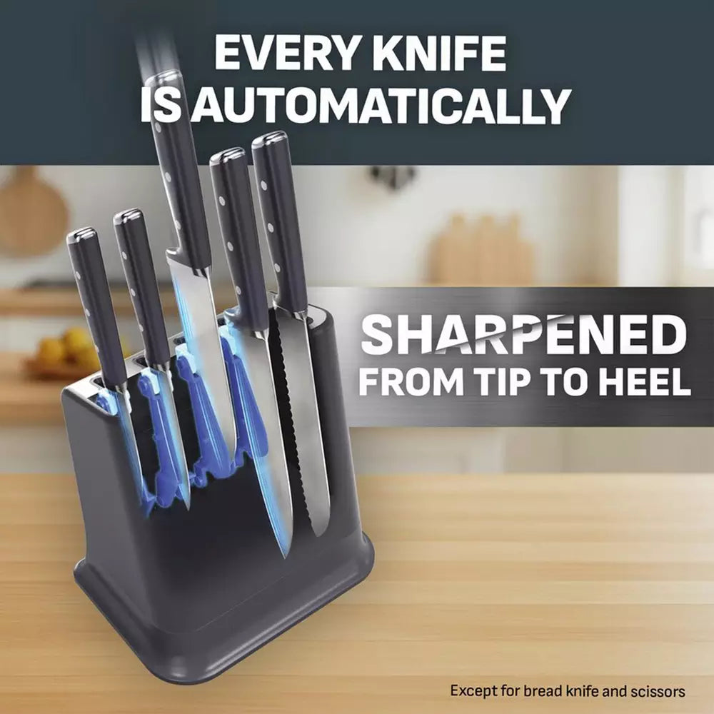 Tefal EverSharp Pro 5 Piece Auto-Sharpening Knife Block-Blue