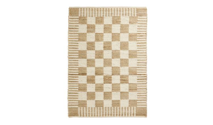 Habitat Archive Checkerboard Natural Flatweave Rug-120x170cm