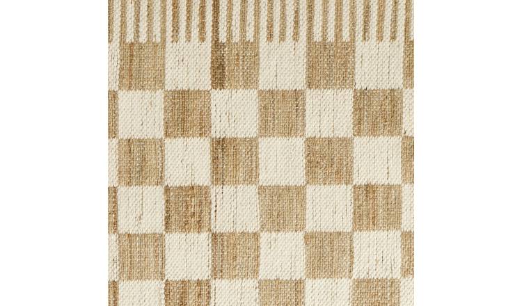 Habitat Archive Checkerboard Natural Flatweave Rug-120x170cm