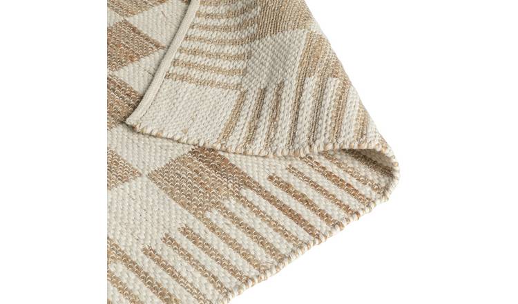 Habitat Archive Checkerboard Natural Flatweave Rug-120x170cm