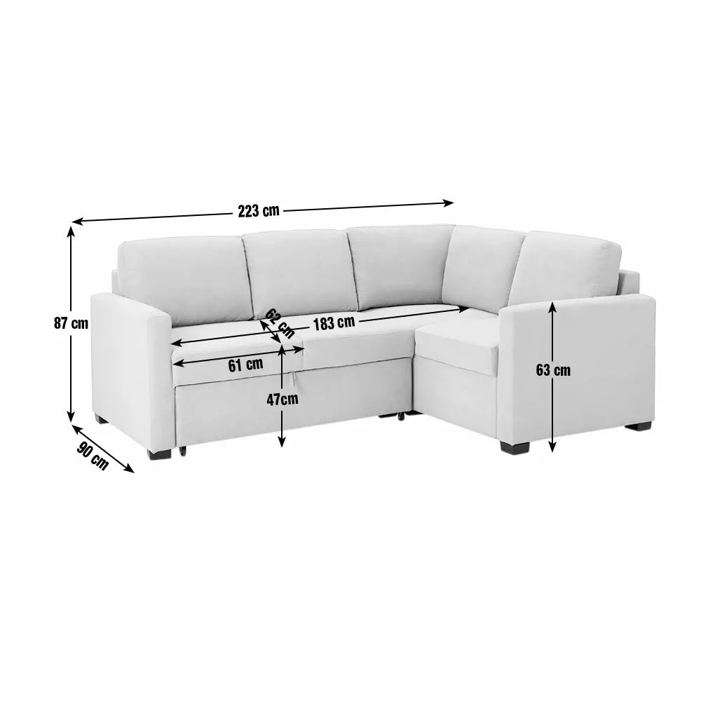 Habitat Reagan Fabric Right Hand Corner Sofa Bed - Natural