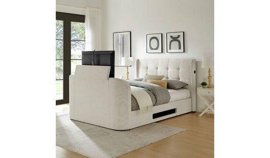 Koble Wafer Kingsize Smart TV Bed - Cream