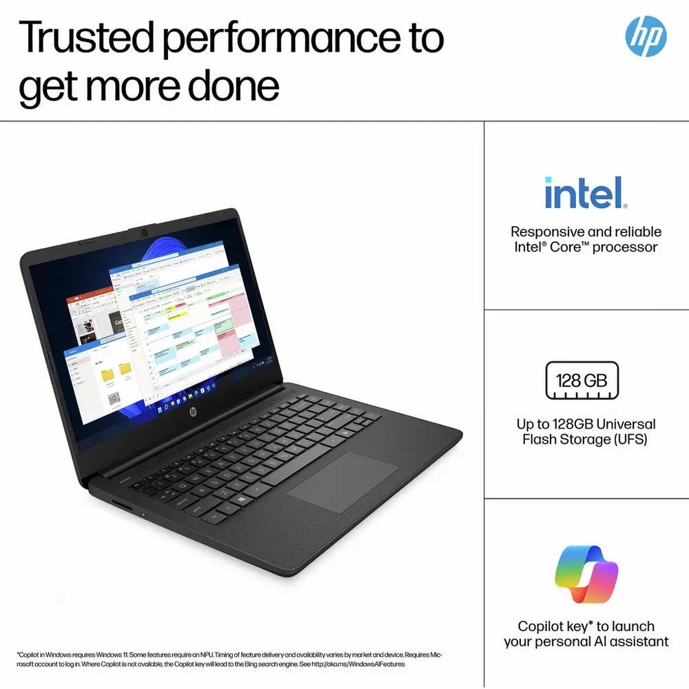 HP 14s-dq3001na 14in Intel Celeron 4GB 64GB Laptop - Black