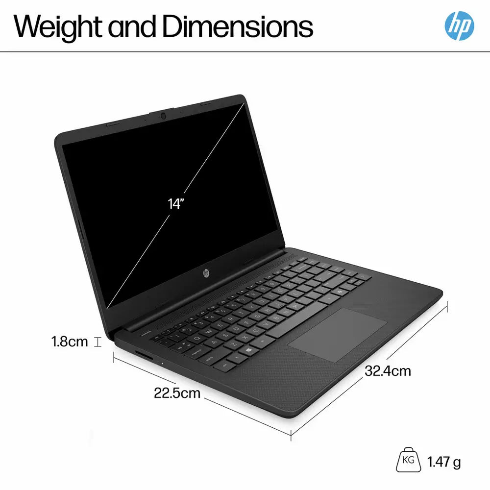 HP 14s-dq3001na 14in Intel Celeron 4GB 64GB Laptop - Black