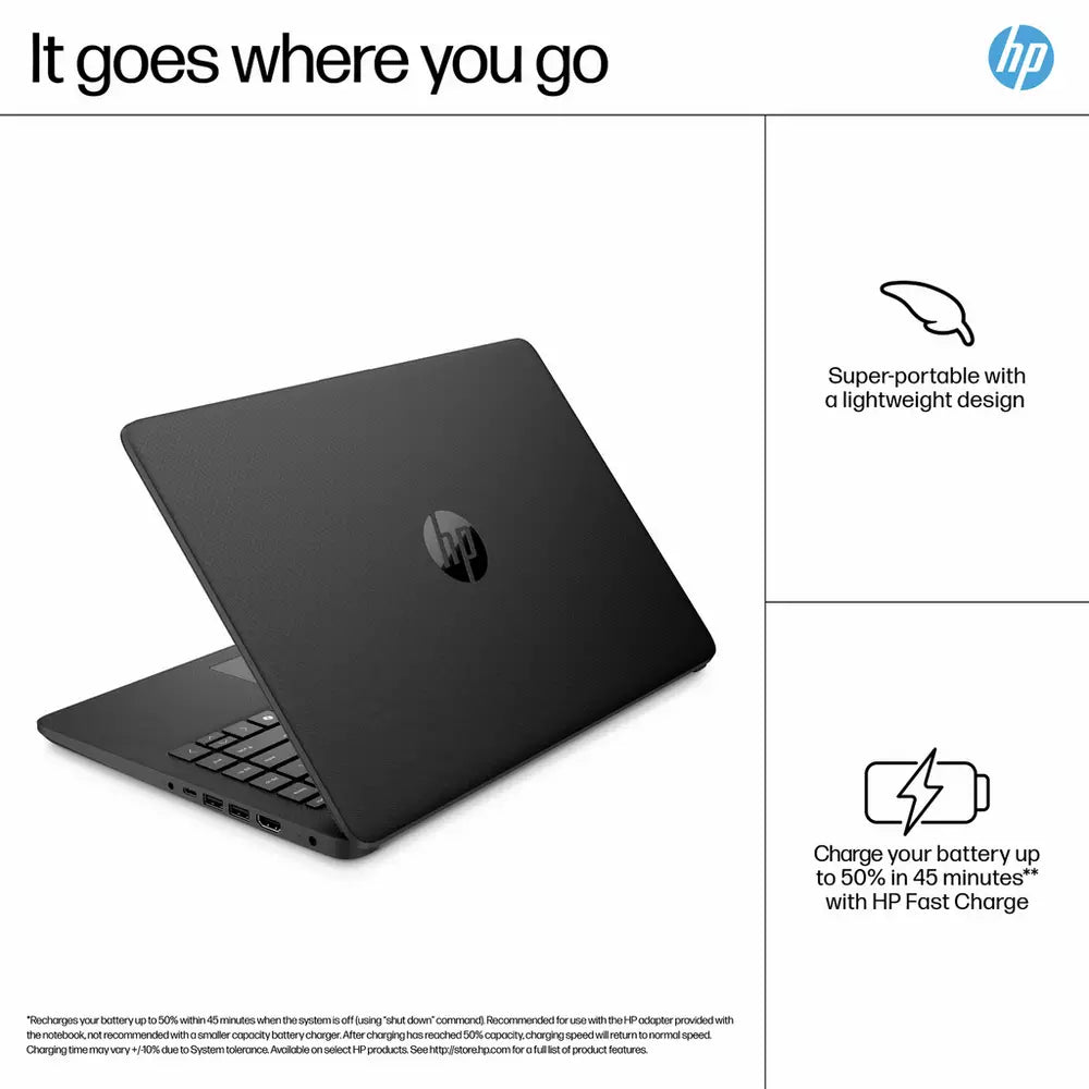 HP 14s-dq3001na 14in Intel Celeron 4GB 64GB Laptop - Black