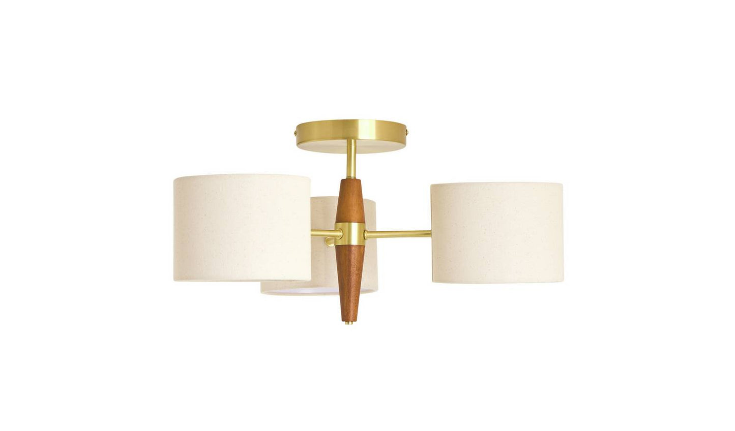 Habitat Century Wood 3 Light Flush Ceiling Light - Natural