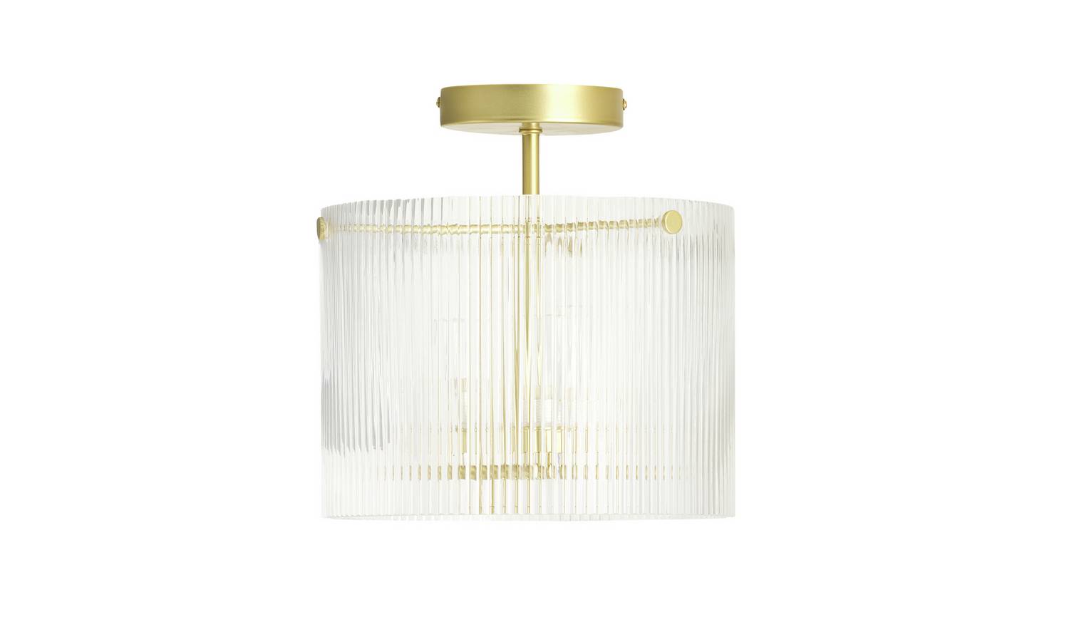 Habitat Ribbed Glass Flush Ceiling Light - Brass
