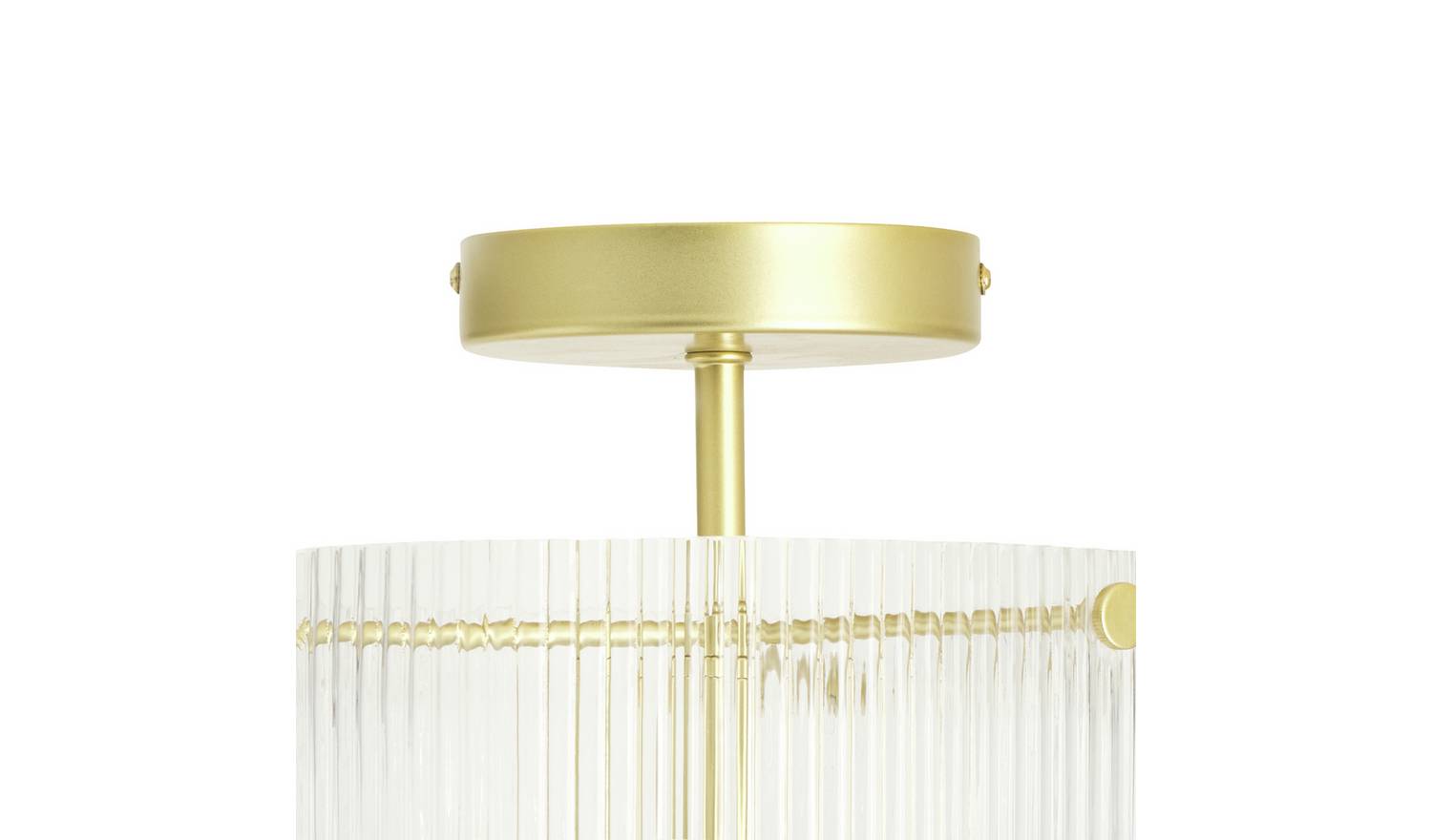 Habitat Ribbed Glass Flush Ceiling Light - Brass