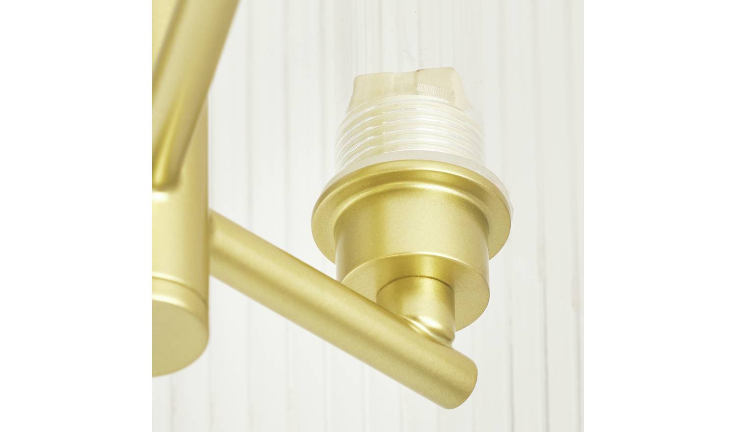 Habitat Ribbed Glass Flush Ceiling Light - Brass