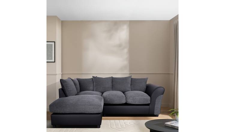 Argos Home Harry Small Left Hand Cord Corner Sofa -Charcoal