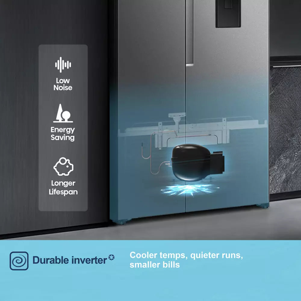Fridgemaster MS91558DES American Fridge Freezer - Silver