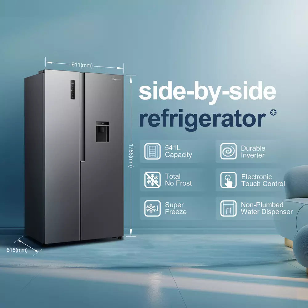 Fridgemaster MS91558DES American Fridge Freezer - Silver