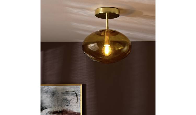 Habitat Honey Glass Pendant Light - Brown