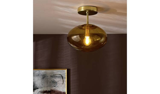 Habitat Honey Glass Pendant Light - Brown