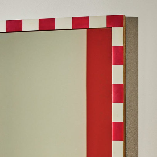 Habitat Striped Red Resin Square Wall Mirror - 51x51cm