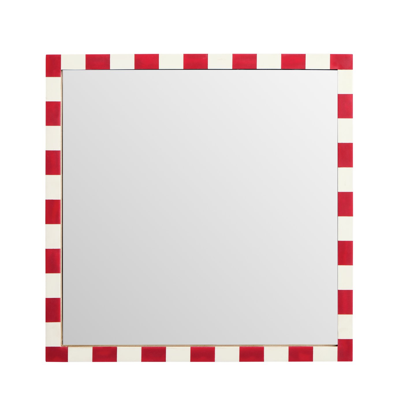 Habitat Striped Red Resin Square Wall Mirror - 51x51cm