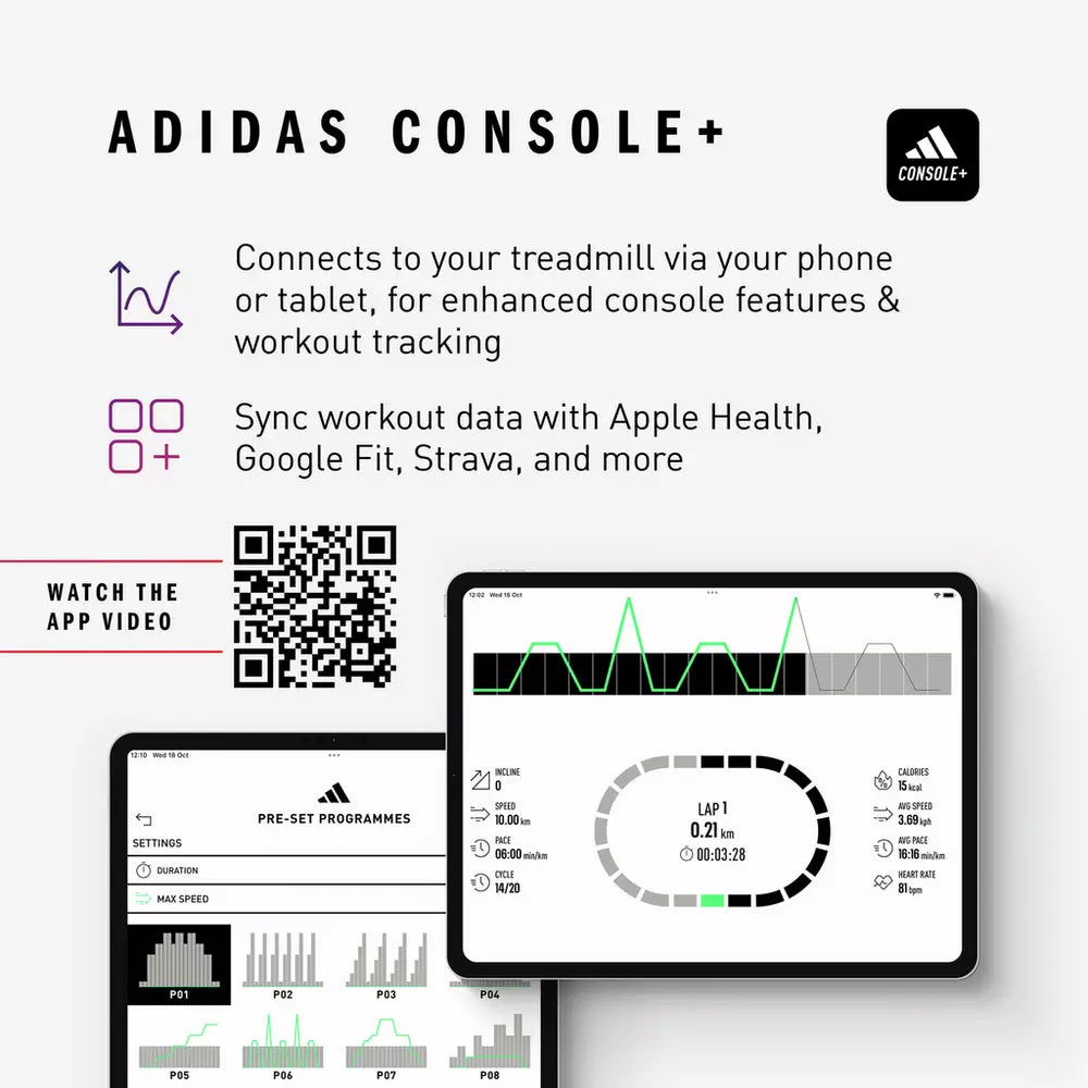 Adidas T-25 Folding Treadmill with Incline and Bluetooth