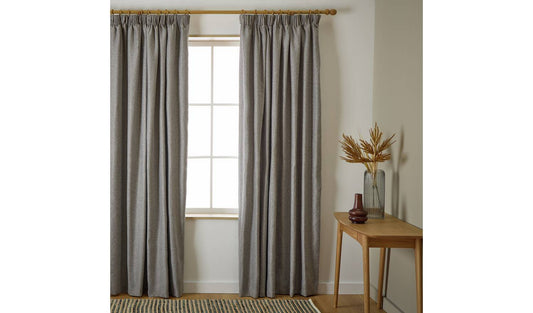 Habitat Herringbone Pencil Pleat Curtain - Grey - 137x117cm