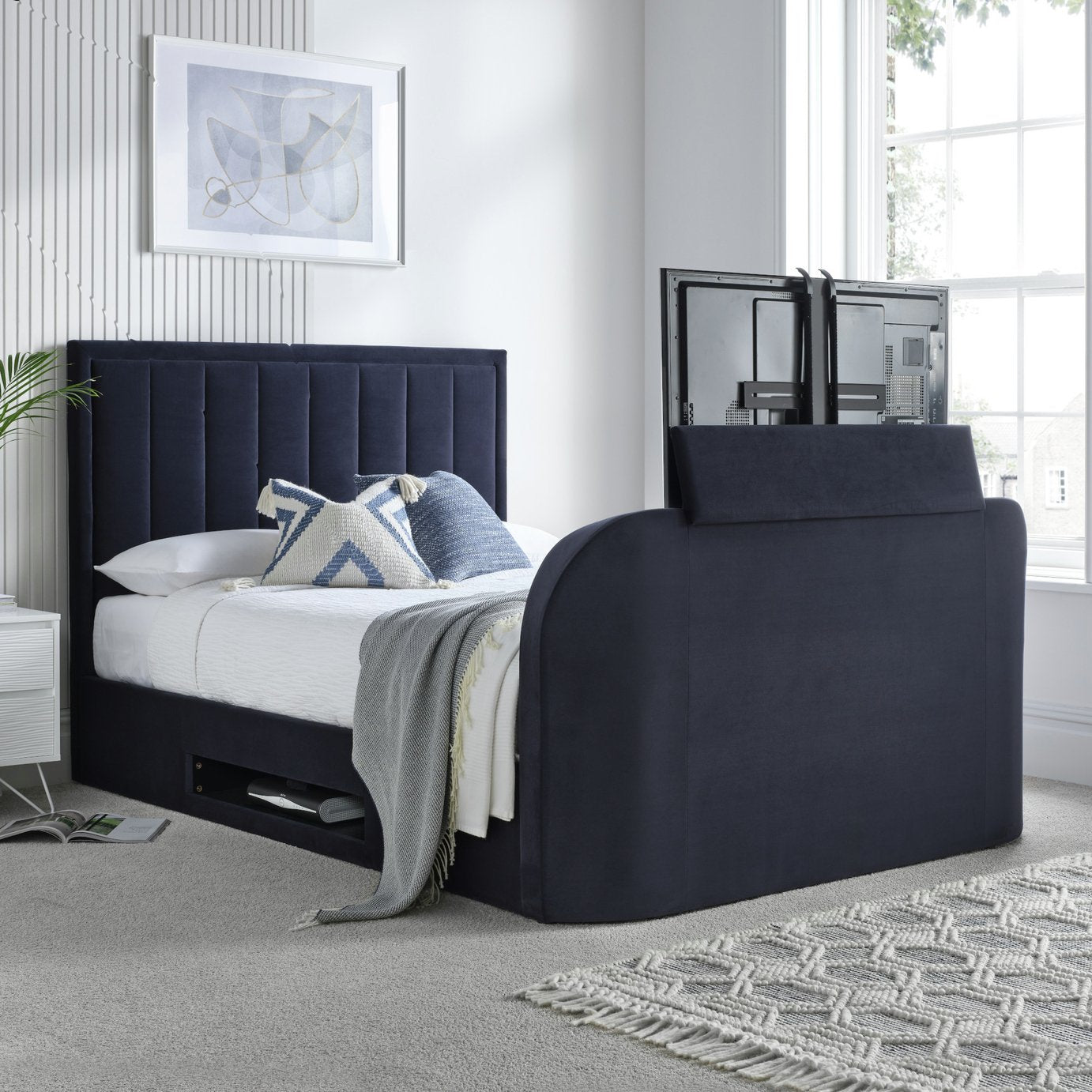 Time4Sleep Santorini Double Side Lift Ottoman TV Bed - Blue