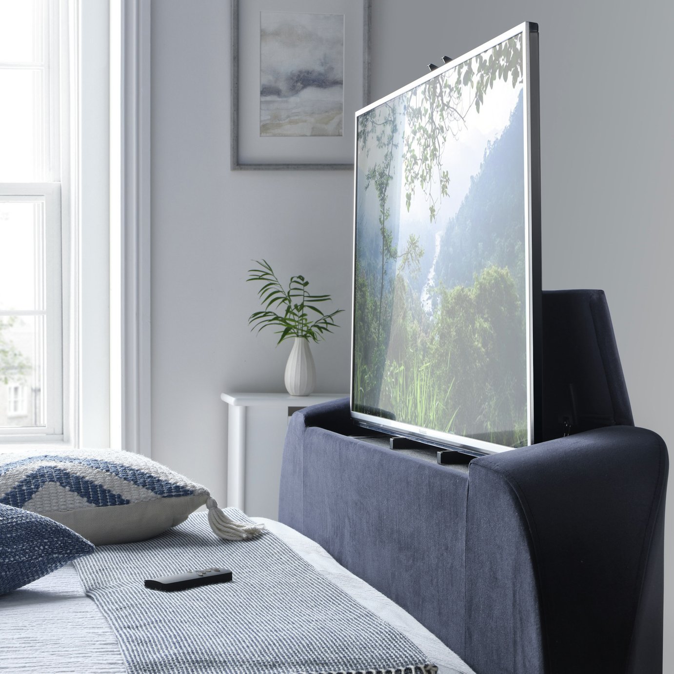 Time4Sleep Santorini Double Side Lift Ottoman TV Bed - Blue