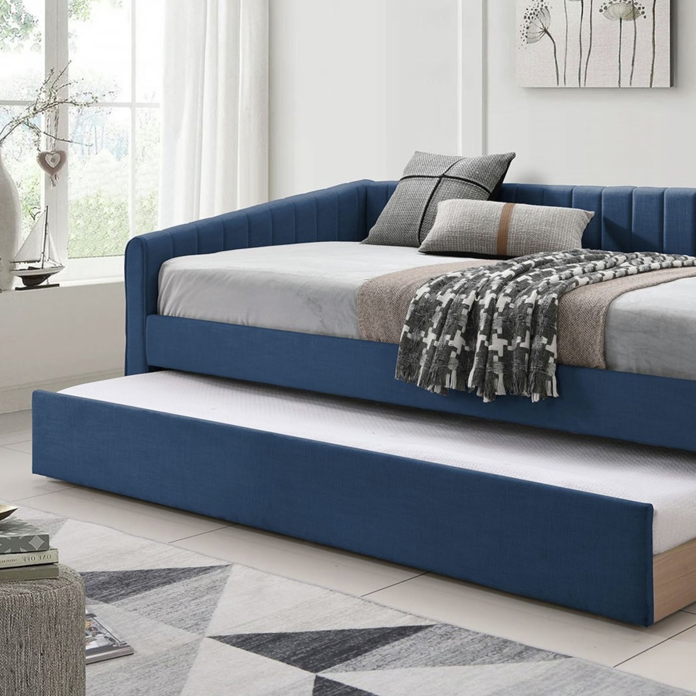 Time4Sleep Sanderson Single Guest Bed with Trundle - Blue