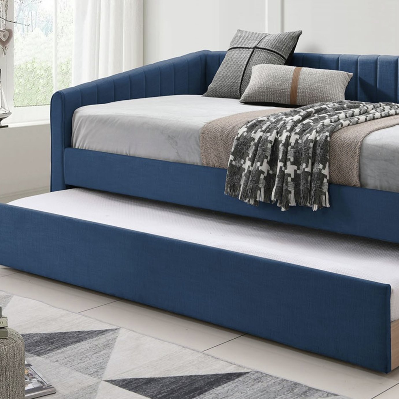 Time4Sleep Sanderson Single Guest Bed with Trundle - Blue
