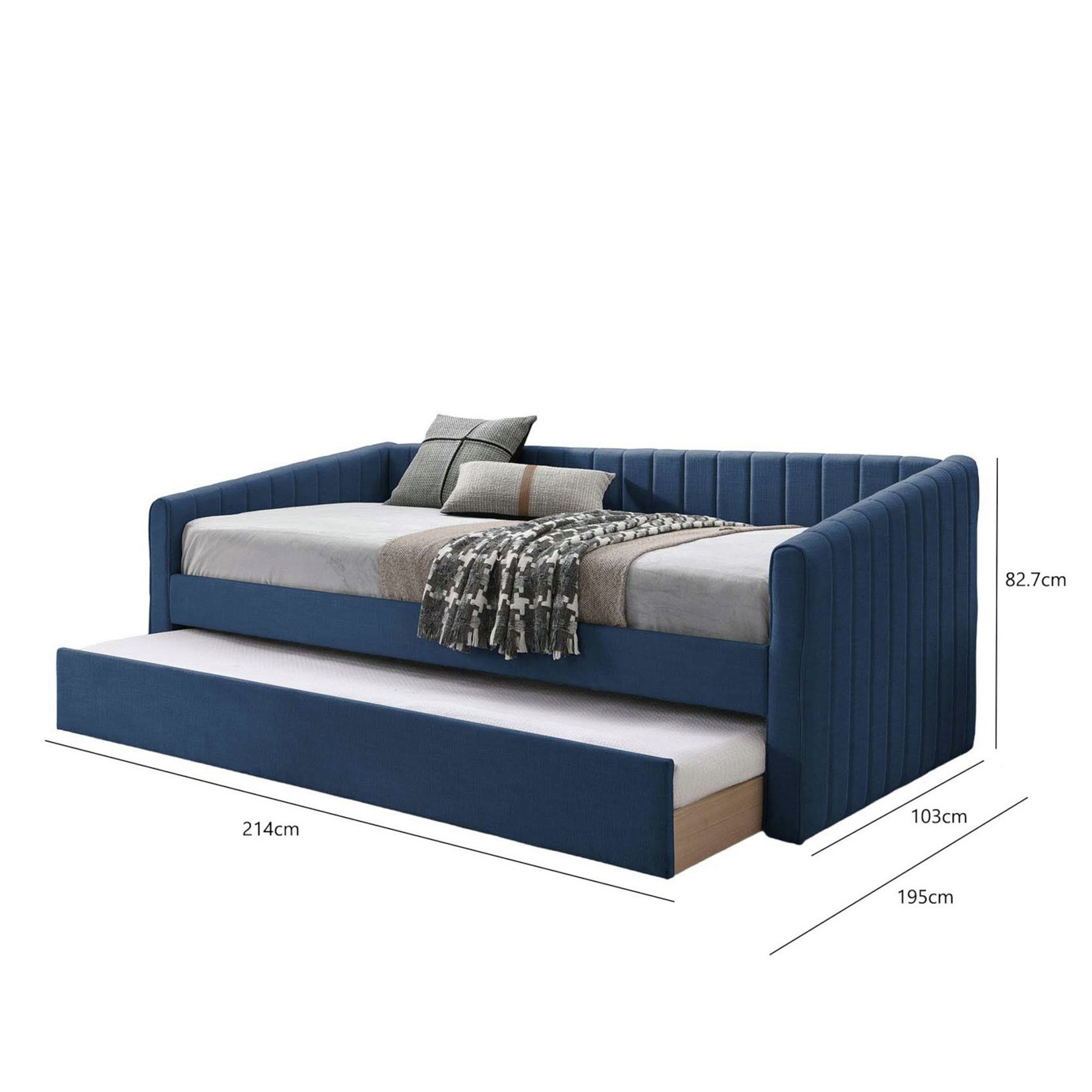 Time4Sleep Sanderson Single Guest Bed with Trundle - Blue