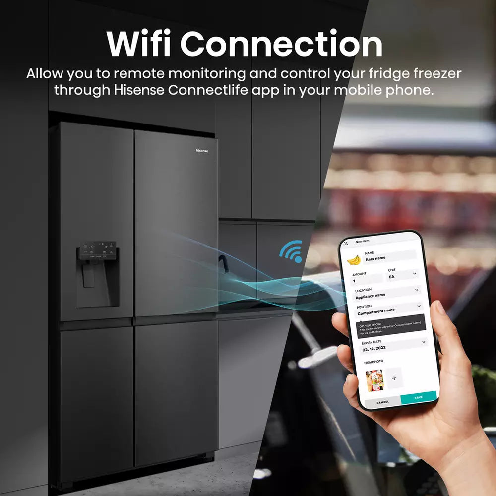 Hisense RS818N4IFE American Fridge Freezer - Black