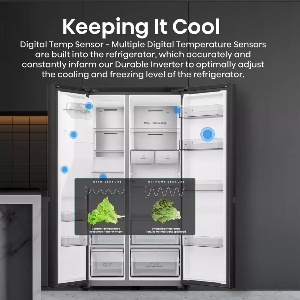 Hisense RS818N4IFE American Fridge Freezer - Black