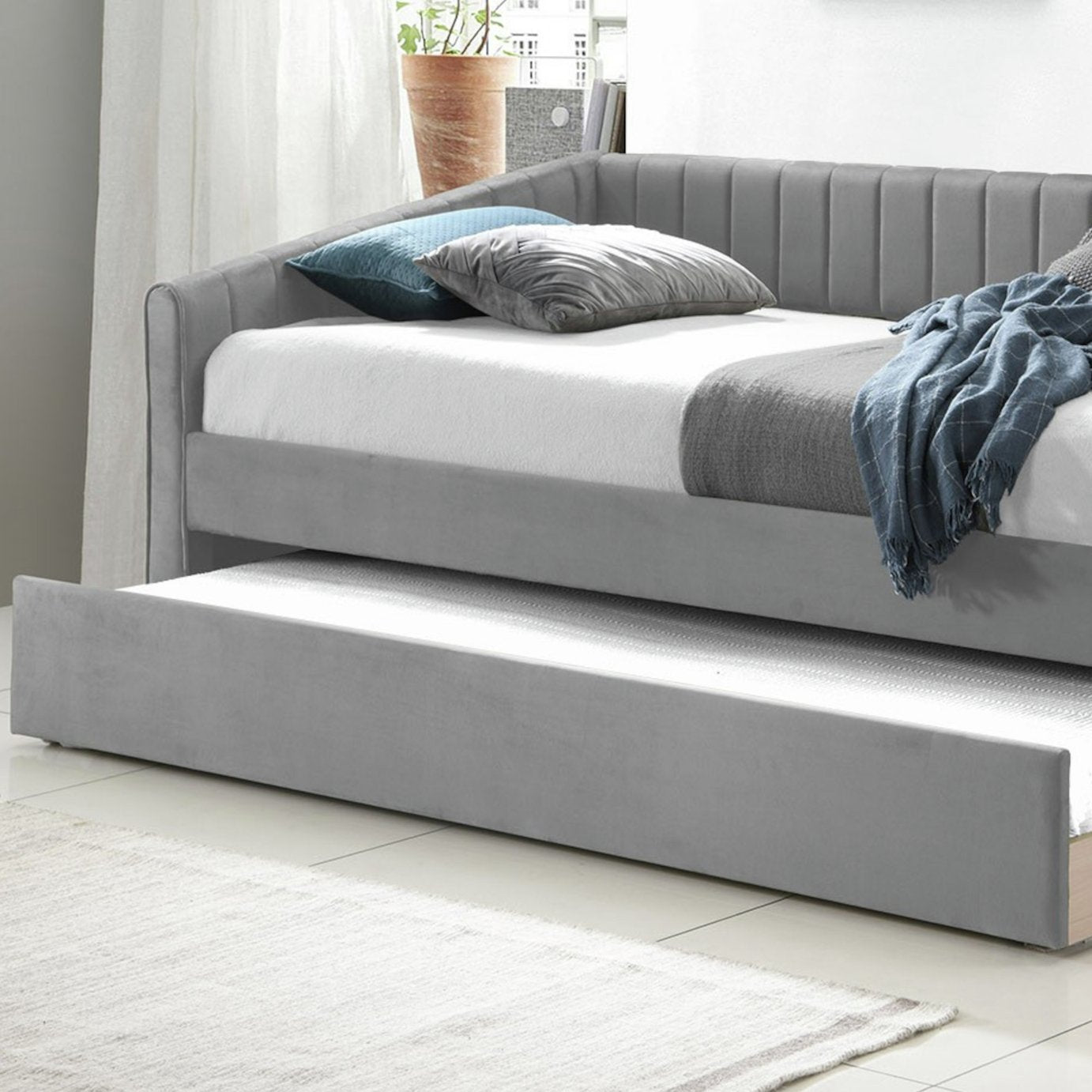 Time4Sleep Sanderson Single Guest Bed with Trundle - Grey