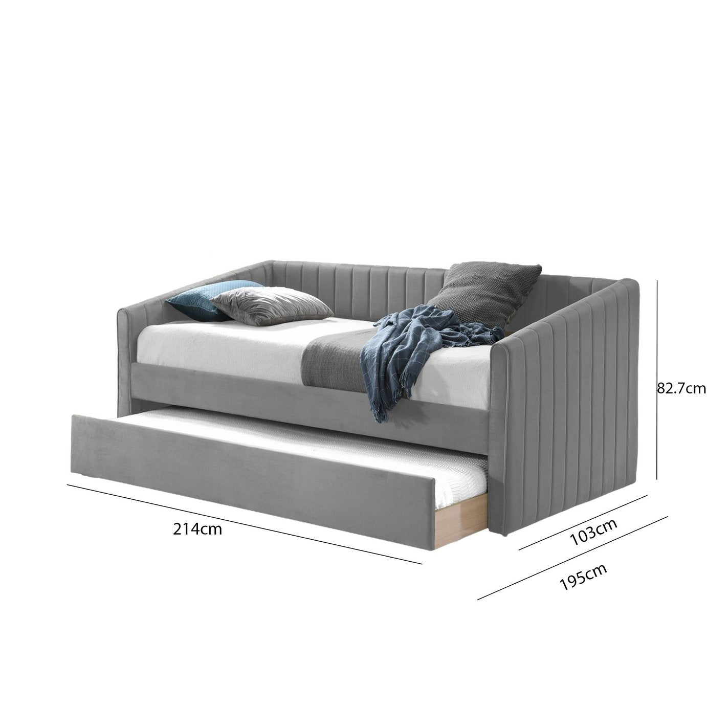 Time4Sleep Sanderson Single Guest Bed with Trundle - Grey
