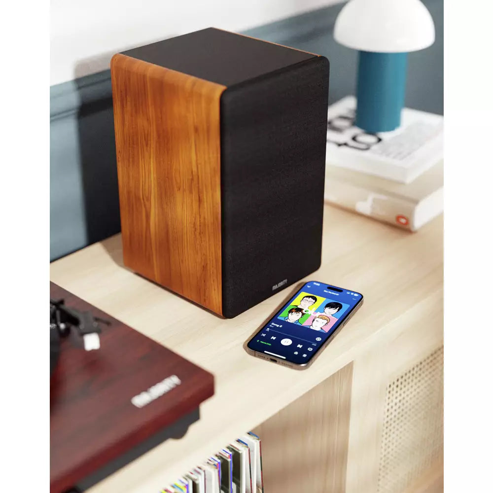 Majority D100 Bookshelf Bluetooth Speaker - Black & Brown