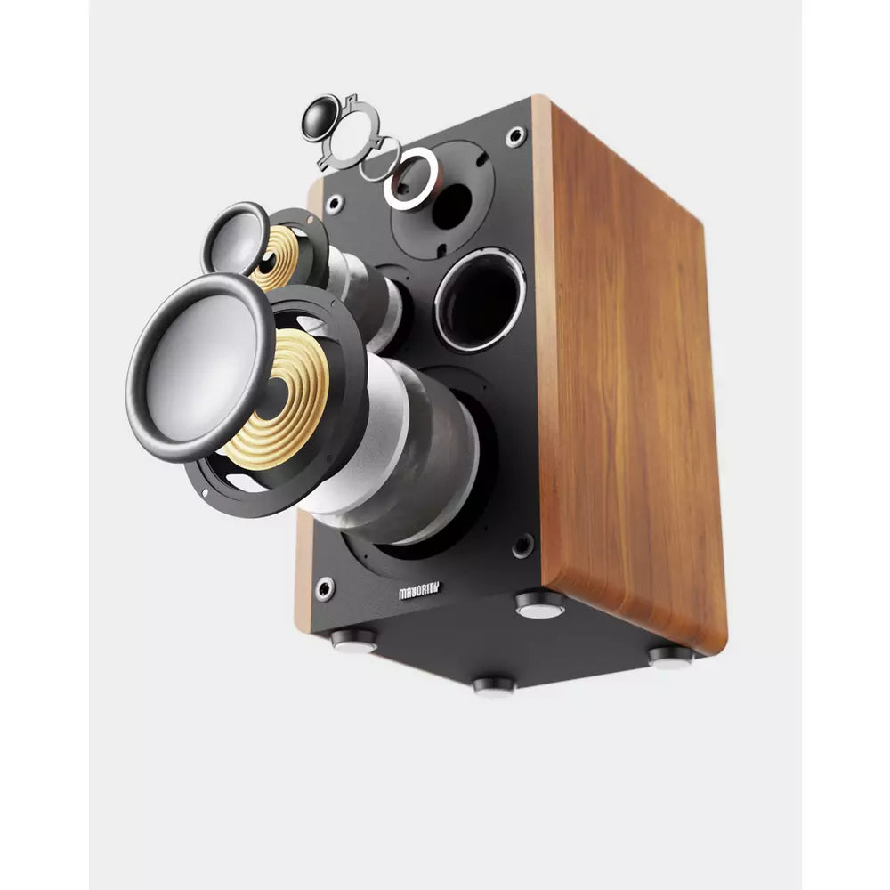 Majority D100 Bookshelf Bluetooth Speaker - Black & Brown