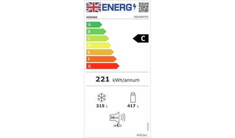 Hisense PureFlat RS818N4TFC American Fridge Freezer - Black