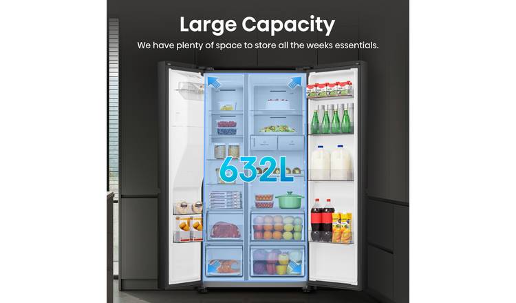 Hisense PureFlat RS818N4TFC American Fridge Freezer - Black