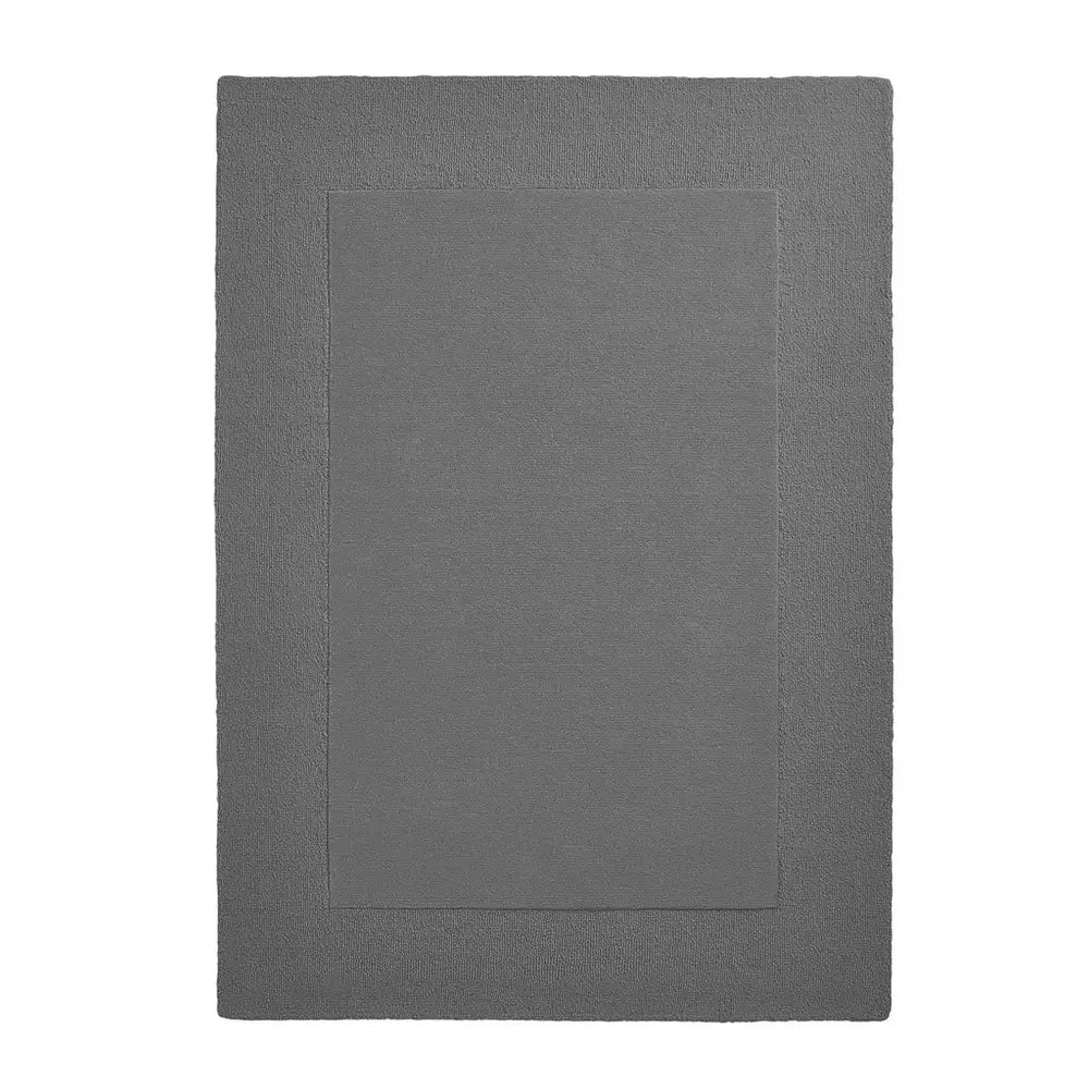 Habitat Simple Border Grey Wool Cut Pile Rug - 160x230cm
