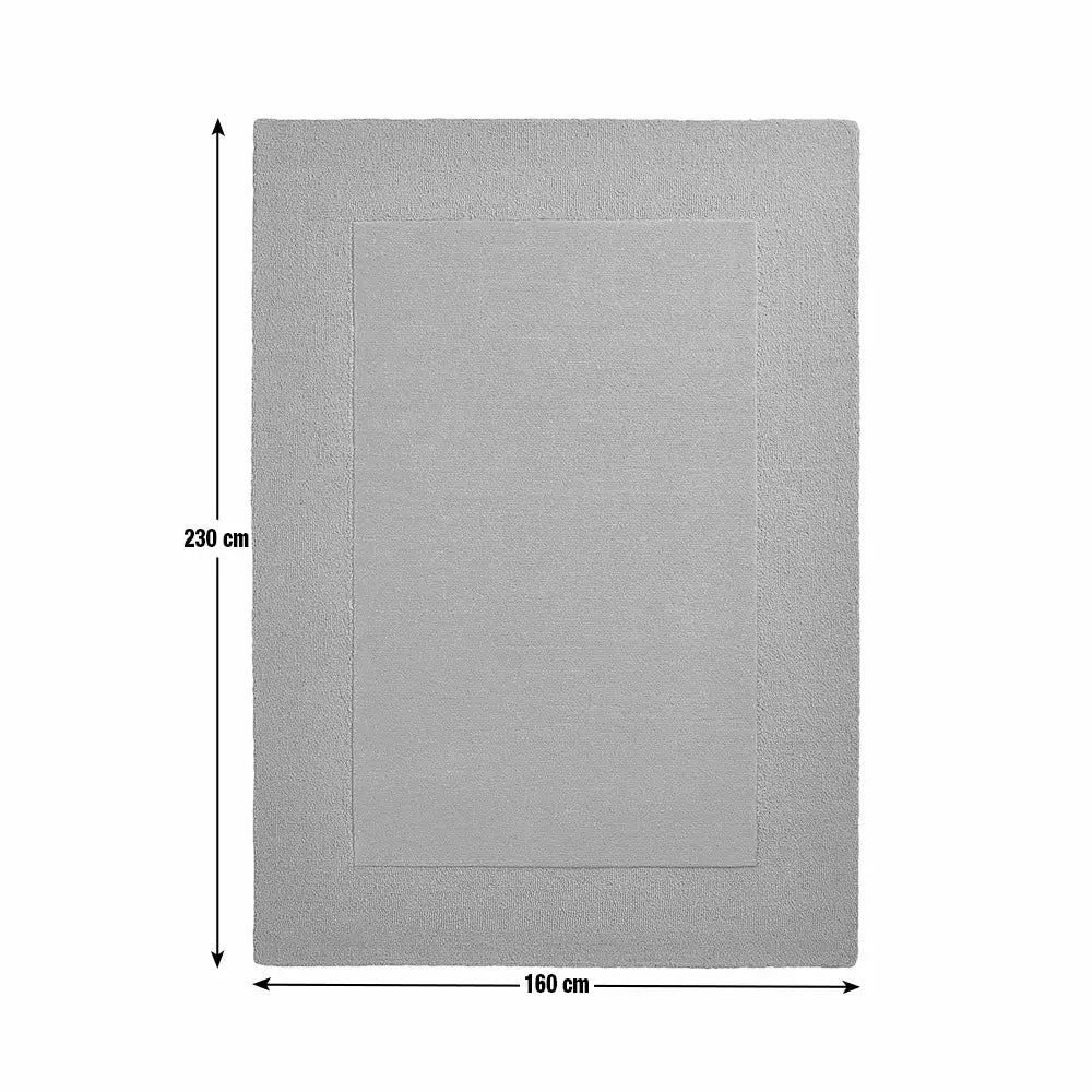 Habitat Simple Border Grey Wool Cut Pile Rug - 160x230cm