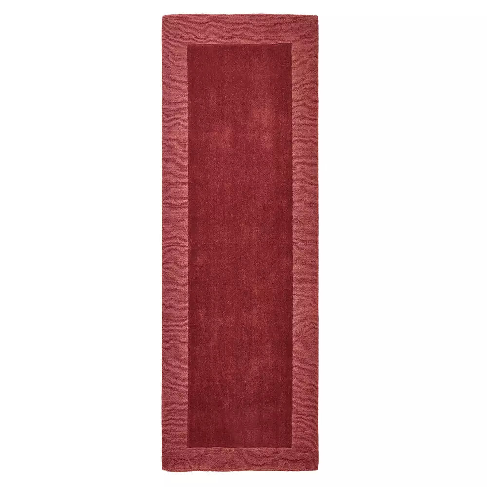 Habitat Simple Border Burgundy Wool Cut Pile Runner-66x200cm
